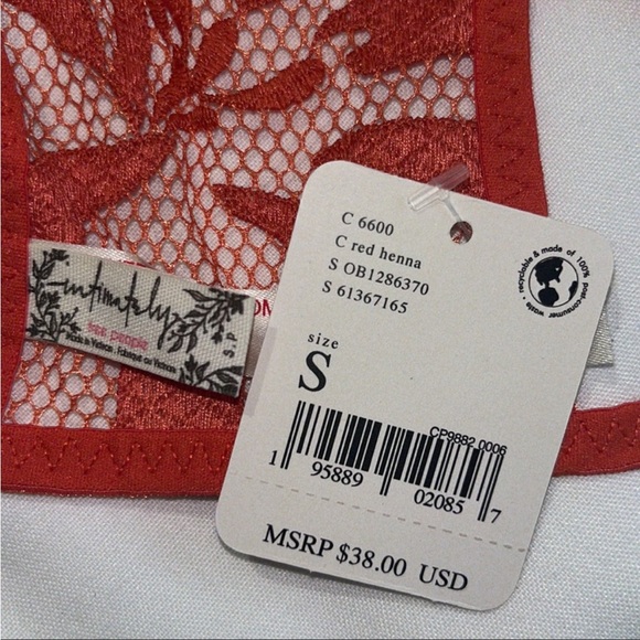 Free People Raya Embroidered Bralette / Red Henna Sz SMALL - Picture 7 of 11